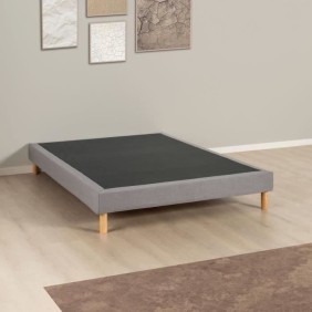 Sommier tapissier - 140x190 cm - Gris clair - Kit - DEKO DREAM Eazyx