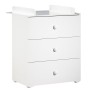 Commode a langer - Babyprice - Basic - 3 tiroirs - Boutons boule en bois blanc