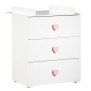 Commode a langer - Babyprice - Basic - 3 tiroirs - En bois - Boutons coeur rose