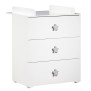 Commode a langer - Babyprice - Basic - 3 tiroirs - Blanche - Boutons étoiles grises