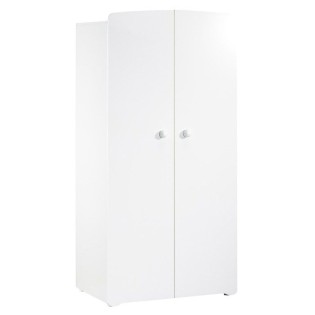 Armoire bébé Basic - Blanche - Boutons boule blanc - 2 portes - Babyprice