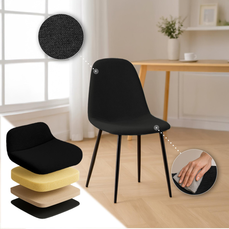 Chaise de salle à manger Napier en tissu noir