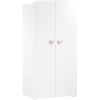 Armoire bébé Basic - MDF - Blanc - 2 portes - Bouton coeur rose - 85 x 175 x 56 cm - BABY PRICE