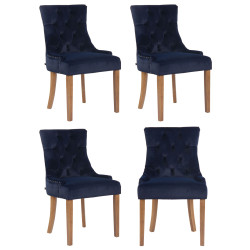 Ensemble de 4 chaises de salle à manger Aberdeen en velours bleu clair antique