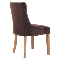 Ensemble de 4 chaises de salle à manger en velours Aberdeen marron clair antique
