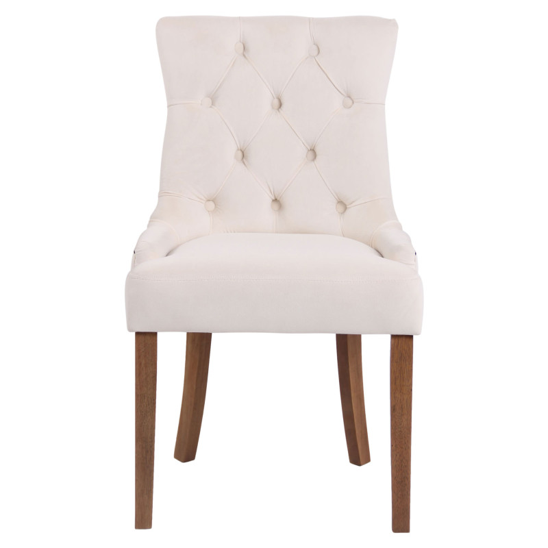 Ensemble de 4 chaises de salle à manger Aberdeen en velours crème clair antique