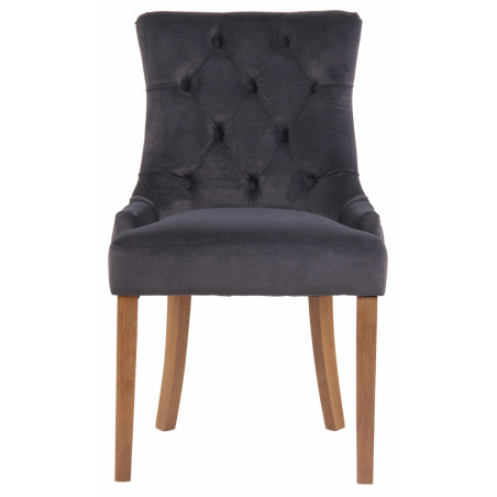 Ensemble de 4 chaises de salle à manger Aberdeen en velours gris clair antique