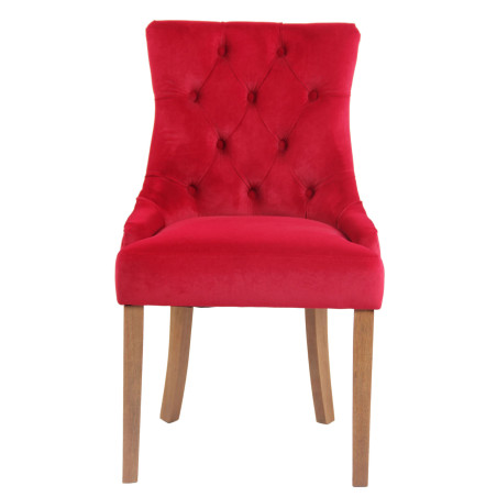 Ensemble de 4 chaises de salle à manger Aberdeen en velours rouge clair antique
