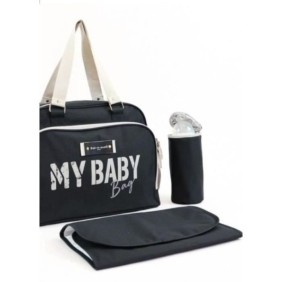 Sac a langer quotidien BABY ON BOARD SIMPLY BABYBAG - Noir - Grande Capacité - Matelas a langer - Porte Biberon Isotherme