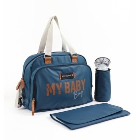 Sac a langer quotidien BABY ON BOARD SIMPLY BABYBAG - Bleu océan - Grande Capacité - Matelas et Porte Biberon Isotherme