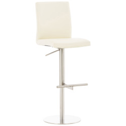 Lot de 2 tabourets de bar Cadiz simili cuir acier inoxydable crème