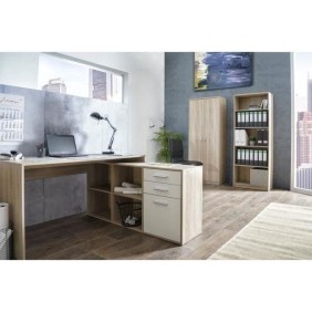 Bureau d'angle London - Panneaux de particules - Décor chene sonoma, blanc - 136 x 75 x 139 cm