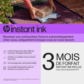 Imprimante tout-en-un HP Envy 6022e Jet d'encre couleur - Copie Scan - Idéal pour la famille - 3 mois d'Instant ink inclus avec 