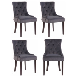 Lot de 4 chaises de salle à manger Aberdeen en velours gris foncé antique