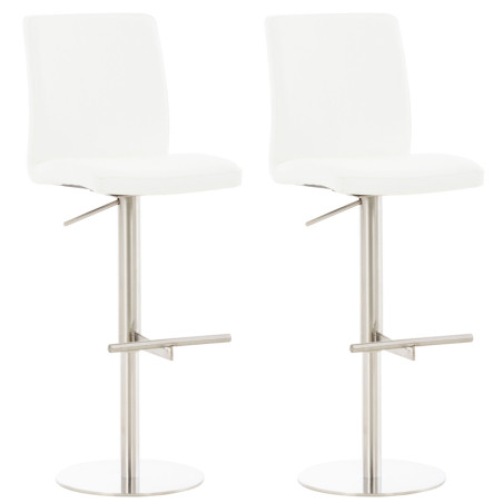 Lot de 2 tabourets de bar Cadiz simili cuir acier inoxydable blanc