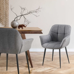Chaise de salle à manger Roseville en tissu gris foncé