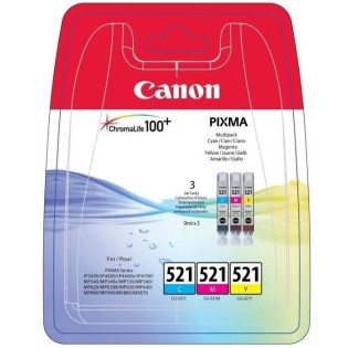 CANON Pack de 3 cartouches d'encre CLI-521 Cyan/Magenta/Jaune