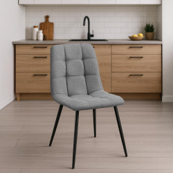 Lot de 2 chaises de salle à manger Tilde en tissu gris