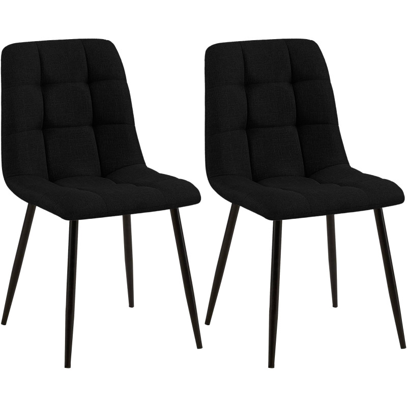 Lot de 2 chaises de salle à manger Tilde en tissu noir