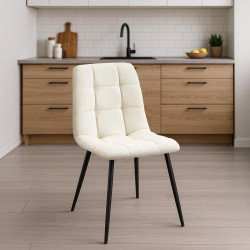 Lot de 2 chaises de salle à manger Tilde en tissu crème