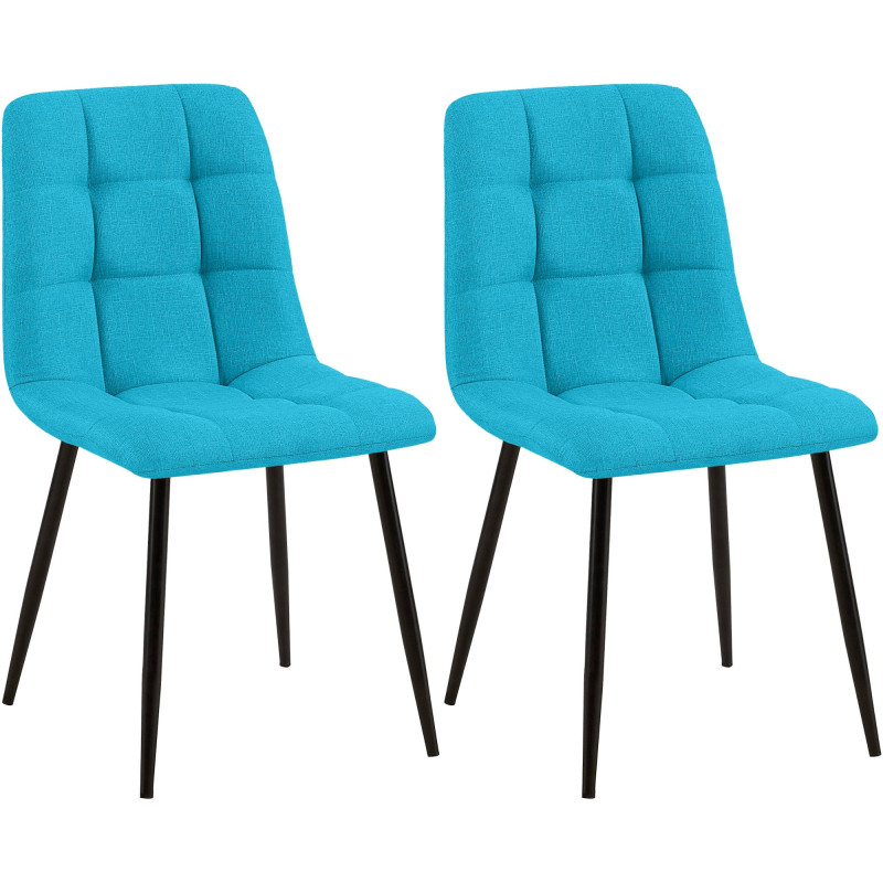 Ensemble de 2 chaises de salle à manger Tilde, tissu turquoise
