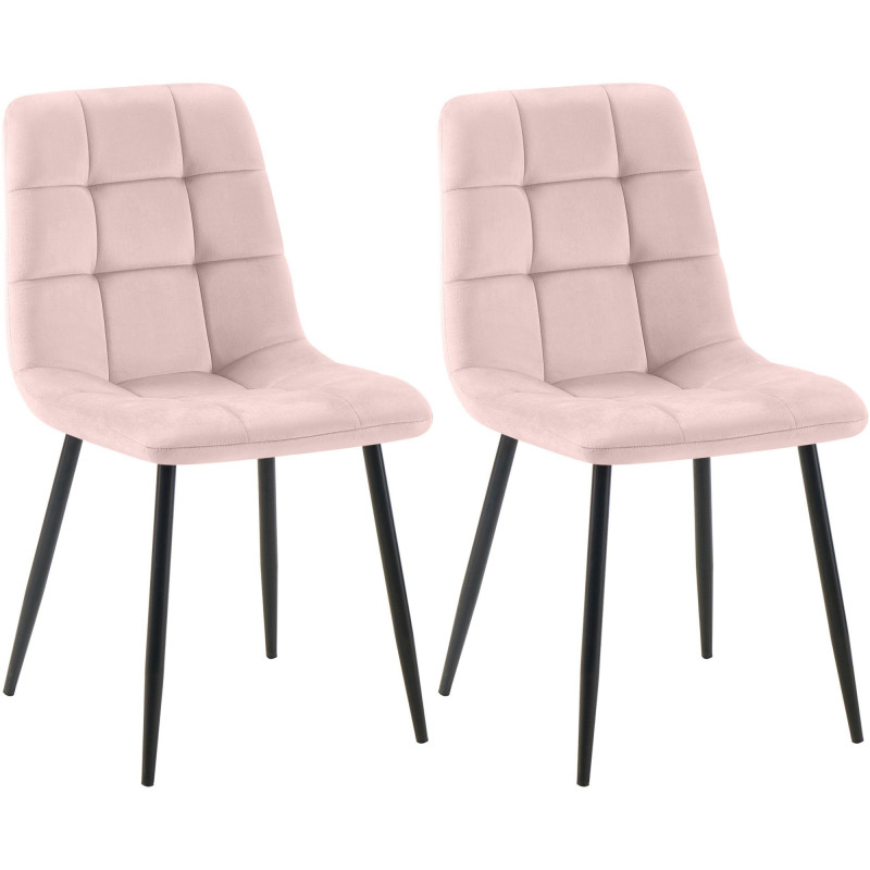 Lot de 2 chaises de salle à manger Tilde en velours rose