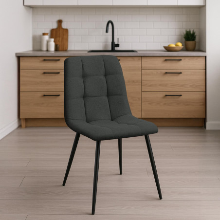 Lot de 4 chaises de salle à manger Tilde en tissu gris foncé