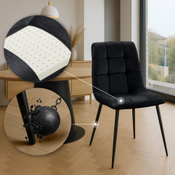 Lot de 4 chaises de salle à manger Tilde en velours noir