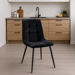 Lot de 4 chaises de salle à manger Tilde en velours noir