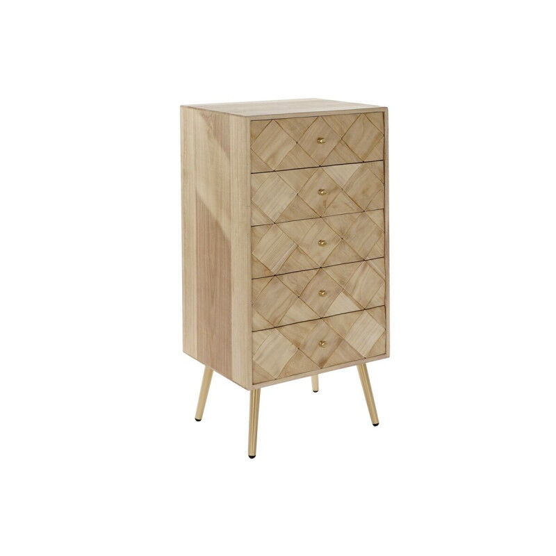 Caisson à Tiroirs DKD Home Decor Marron Clair Métal Pin Bois de paulownia Naturel Moderne 45 x 35 x 93 cm