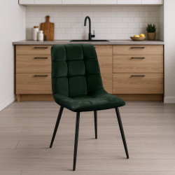 Lot de 4 chaises de salle à manger Tilde en velours vert