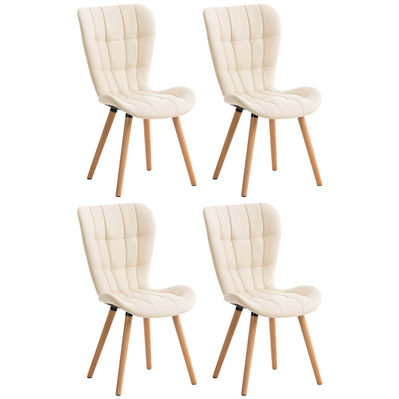Lot de 4 chaises de salle à manger Elda, similicuir crème