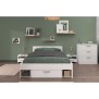 Chambre complete adulte DREAM : Lit 140x190/200 cm + 2 chevets + commode - Décor blanc et chene - PARISOT