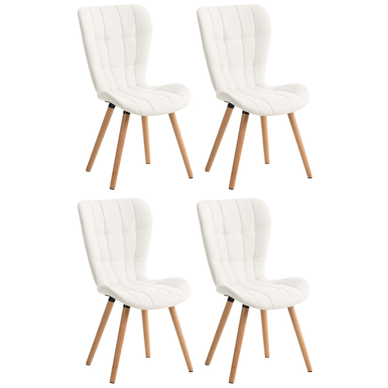 Lot de 4 chaises de salle à manger Elda similicuir blanc