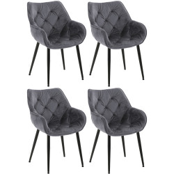 Lot de 4 chaises en velours Tanna gris foncé