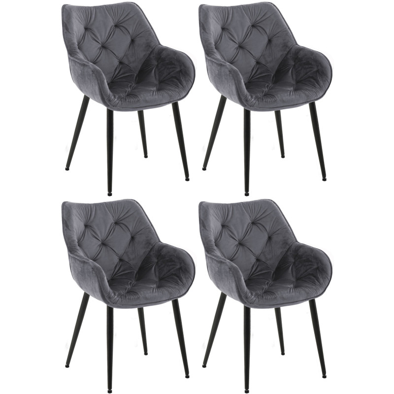 Lot de 4 chaises en velours Tanna gris foncé
