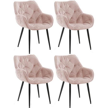 Lot de 4 chaises Tanna en velours rose