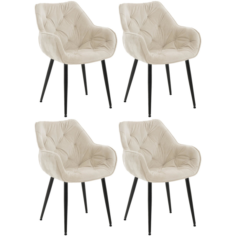 Ensemble de 4 chaises Tanna en velours crème