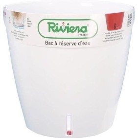 Pot de fleur rond Eva New en plastique - RIVIERA - Ø 31 cm - 14,5 L - Blanc