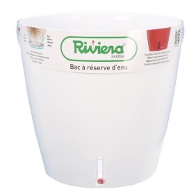 Pot de fleur rond Eva New en plastique - RIVIERA - Ø 31 cm - 14,5 L - Blanc