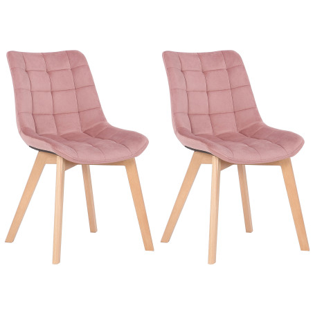 Lot de 2 chaises de salle à manger Passaic en velours rose