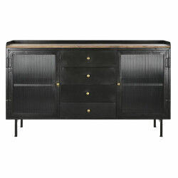 Buffet DKD Home Decor Naturel Noir Doré Métal Bois de manguier (145 x 40 x 85 cm)
