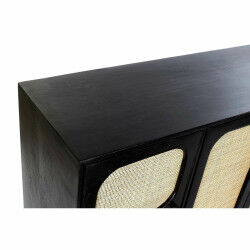 Buffet DKD Home Decor Noir Doré Naturel Rotin Bois de manguier 150 x 40 x 78 cm