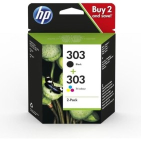 Cartouches d'encre HP 303 - Pack de 2 - Noir et Couleurs - 3YM92AE - Envy Photo 6220/6230/6232, Tango/TangoX