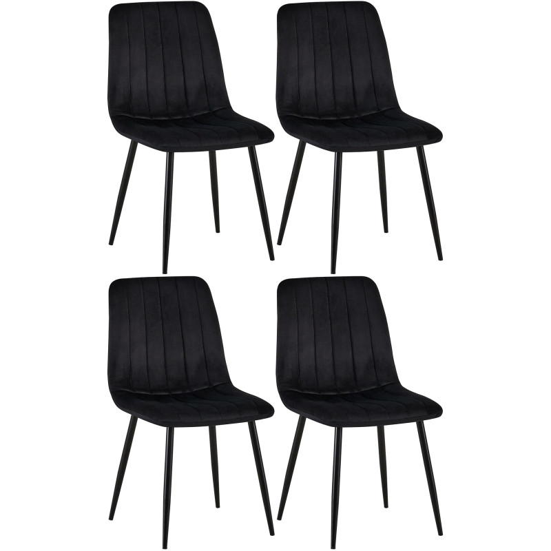 Lot de 4 chaises Dijon en velours noir