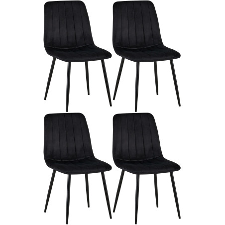 Ensemble de 4 fauteuils Dijon en velours noir
