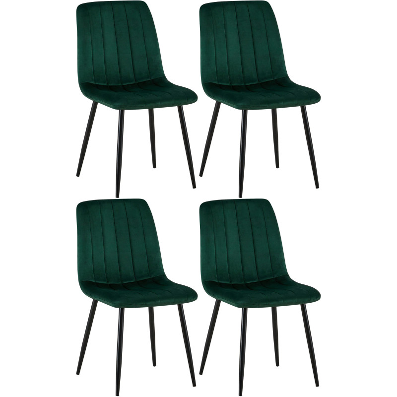 Ensemble de 4 chaises en velours vert Dijon