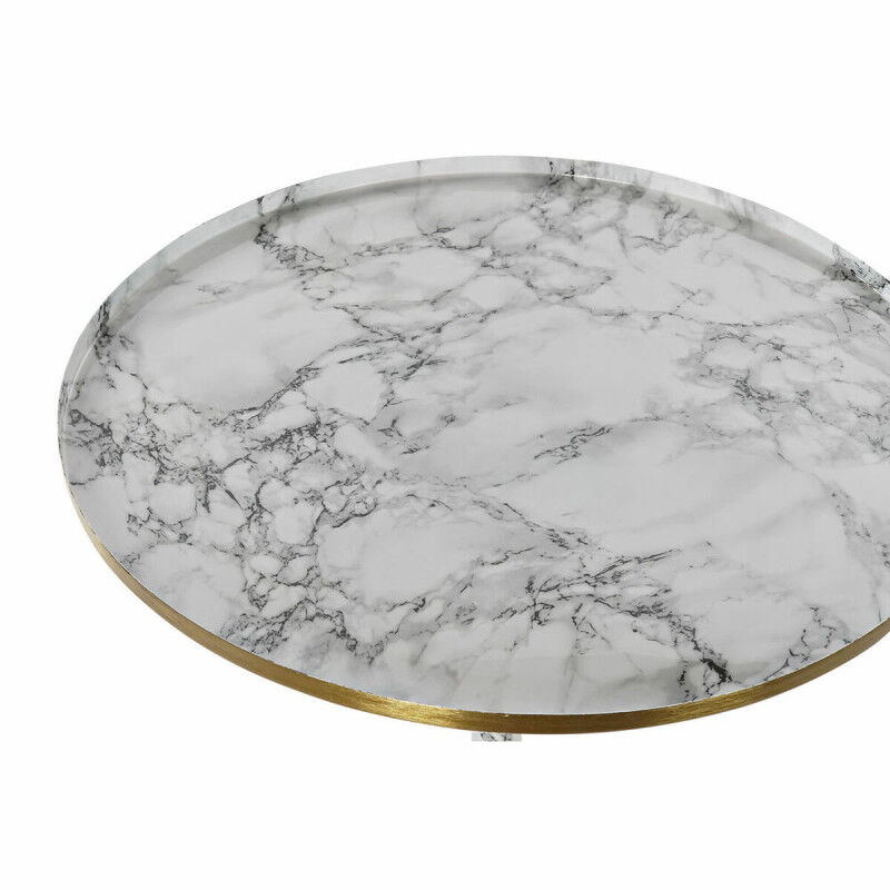 Petite Table d'Appoint DKD Home Decor Blanc Doré 51 x 51 x 51 cm