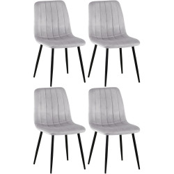 Lot de 4 chaises Dijon velours gris
