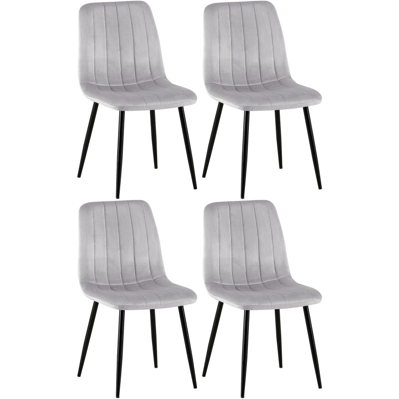 Lot de 4 chaises Dijon velours gris